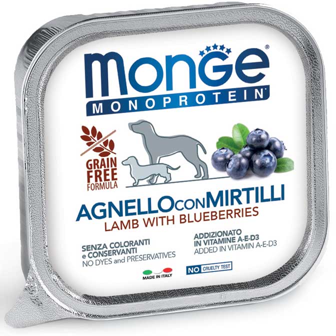 Monge Monoprotein Patè Solo Agnello con Mirtilli 150gr Monge Monoprotein Patè Solo Agnello con Mirtilli 150gr